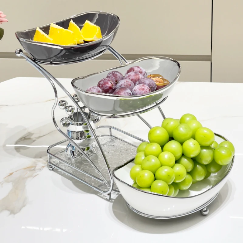 High aesthetic fruit plates, ceramic fruit display plates in the living room, light luxury  and multi-layered