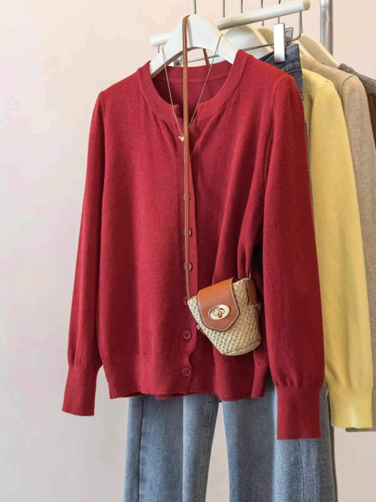 Korean Style Soft Crew Neck Women Cardigan Loose Fit Age-reducing Knit Women Sweater Coat 2026 Fall Winter Outer Top