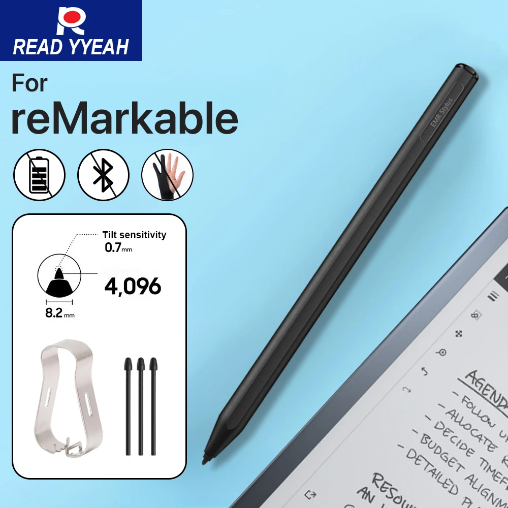 

Магнитный стилус ReMarkable 2 с ластиком, 4096 уровней чувствительности, цифровой сенсорный стилус с функцией отклонения и распознавания нажатия ладонью, идеальный подарок
