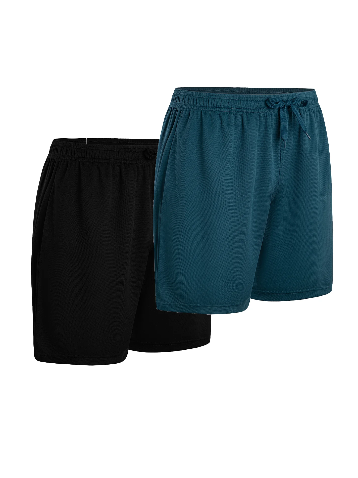 2-teilige Herren-Sportshorts aus Polyester, schnell trocknend, geeignet für Sport und Fitness, Laufshorts