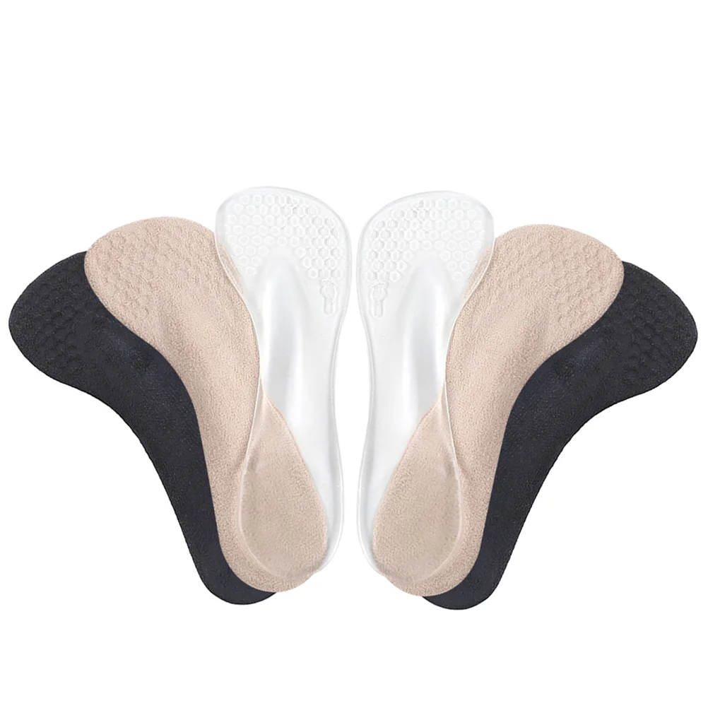 

3 Pairs Arch Support Insoles Absorption Shoe-pad Sweat Absorbent Shoe Cushions Anti-slip Insoles for Women Wearing Black Apricot