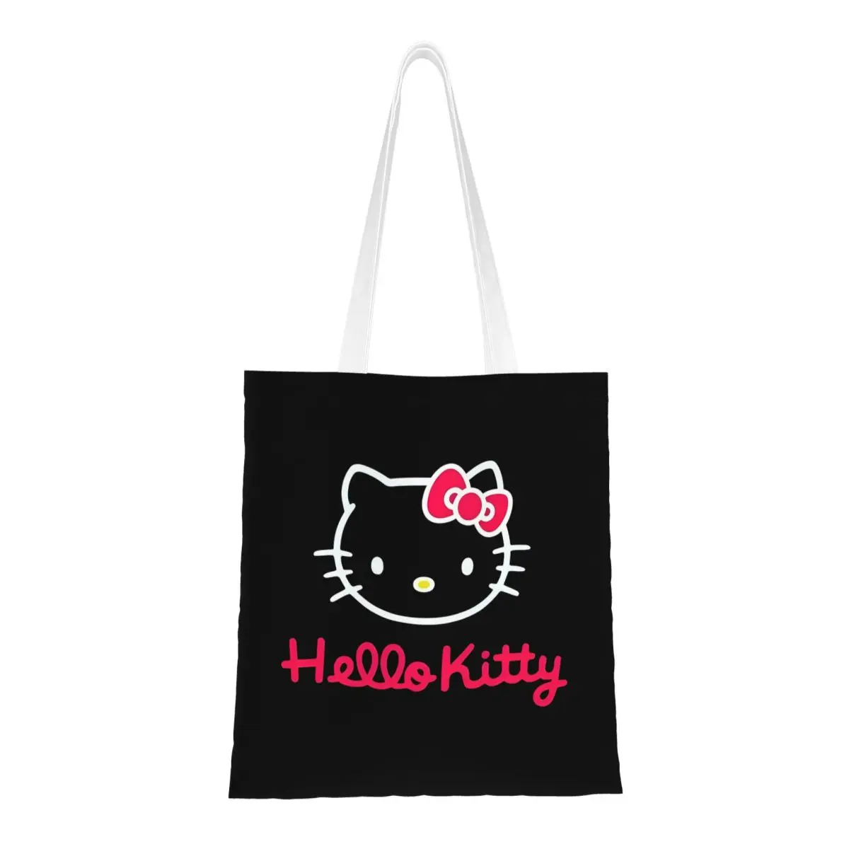

Hello Kitty Tote Bags Women Handbag Canvas College Kawaii Cartoon Shoulder Bag Printed Grocery Bag