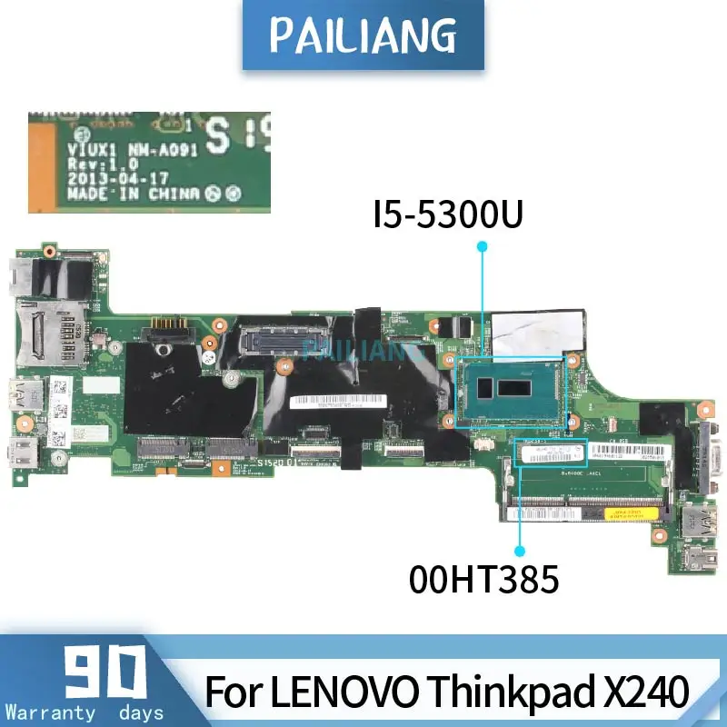 I5-5300U For LENOVO Thinkpad X240 Laptop Motherboard SR23X NM-A091 00HT385 Notebook Mainboard Full Tested