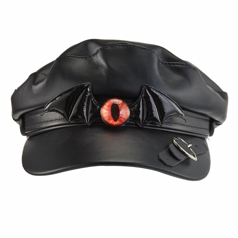 Steampunk Newsboy Hat Gothic Black Bat Wings Evil Eye Cap Halloween Cosplay Hats Decors