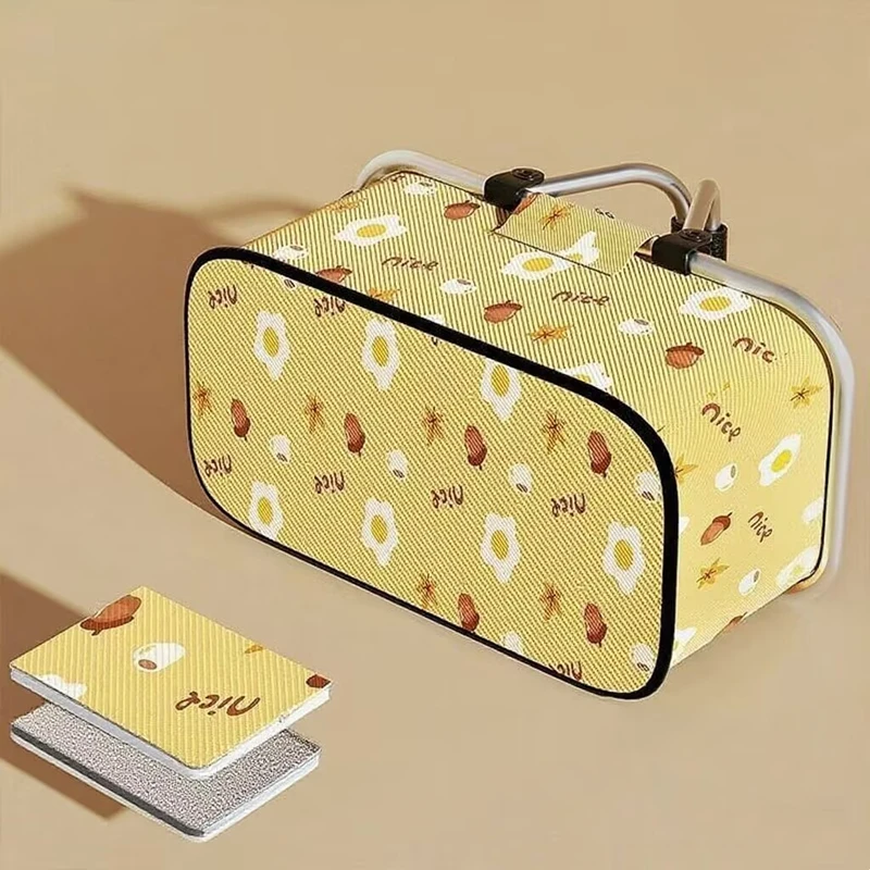 

Color Large Capacity Insulated Picnic Basket - Portable, Foldable & Leak-Proof Aluminum Foil Bag for BBQs, Camping & Travel