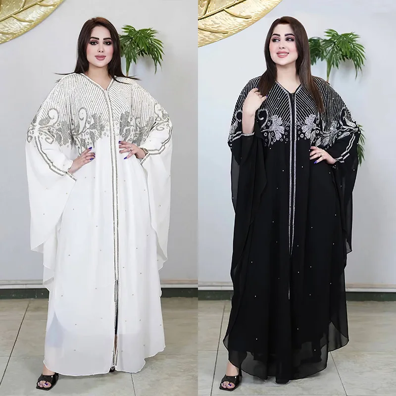 Abayas 여성용 럭셔리 두바이 부부 로브, Djellaba femme 아프리카 무슬림 패션 원피스 카프탄 마로카인 웨딩 파티 드레스, 2024