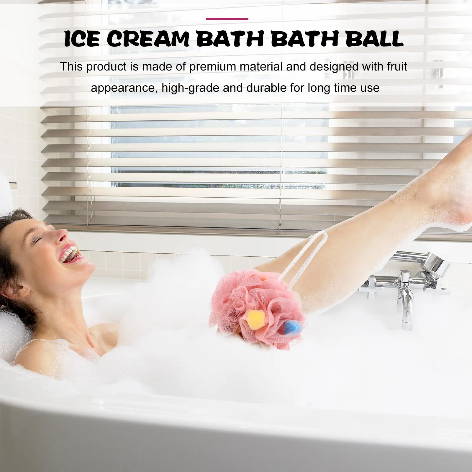 

Набор из 2 шт. премиальных нейлоновых отшелушивающих губок для душа в форме мороженого для бережного ухода за кожей, быстросохнущие, с ремешком, милый дизайн