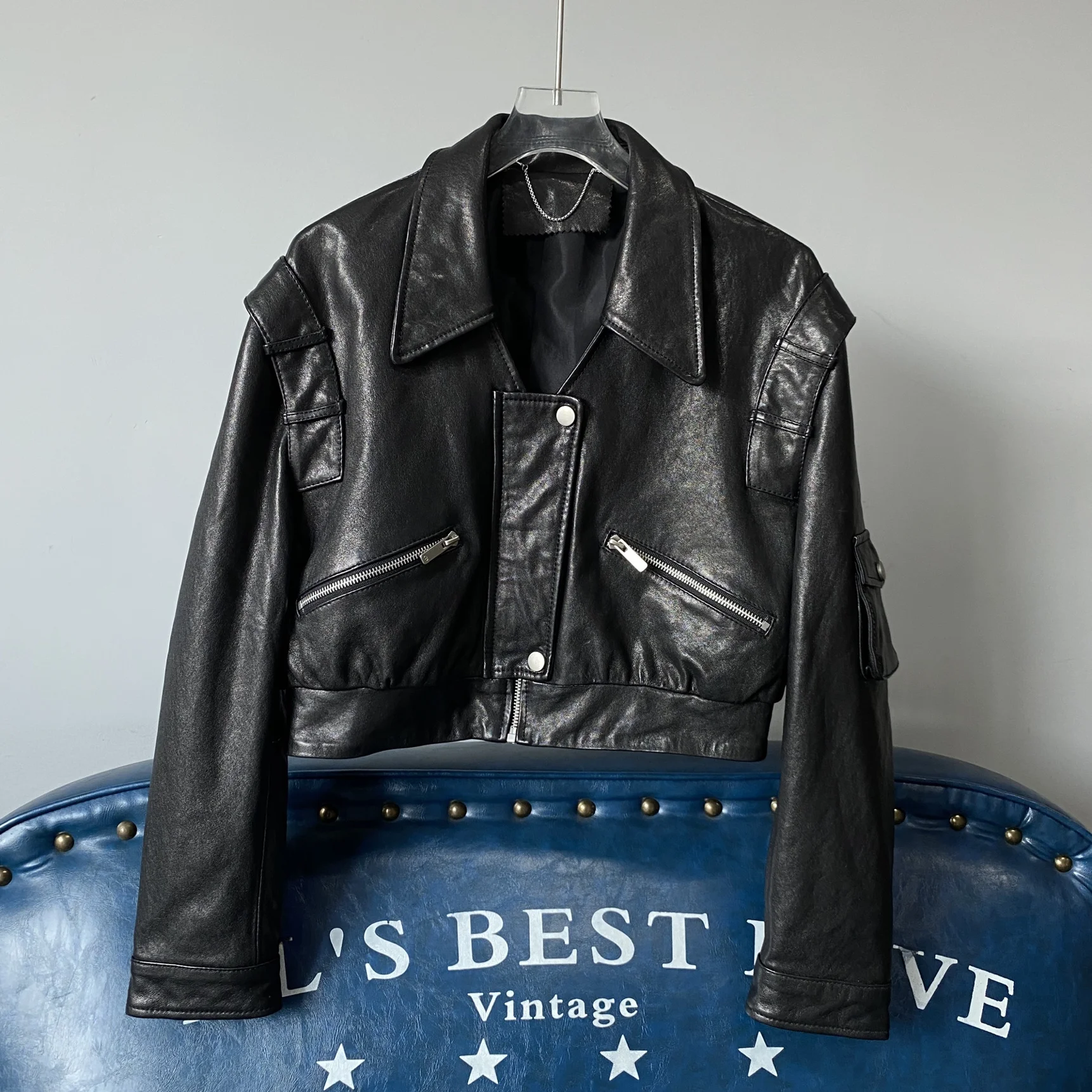 

Новинка весны 2024, женское кожаное пальто из натуральной кожи, утягивающее индивидуальное кожаное пальто из овчины, маленькое крутое