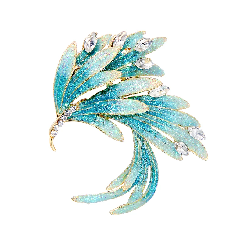 

Handmade Rhinestone Vintage Enamel Pteris Brooch China Style Fashion Accessories Decorative Pins for Clothes Men Women Gifts