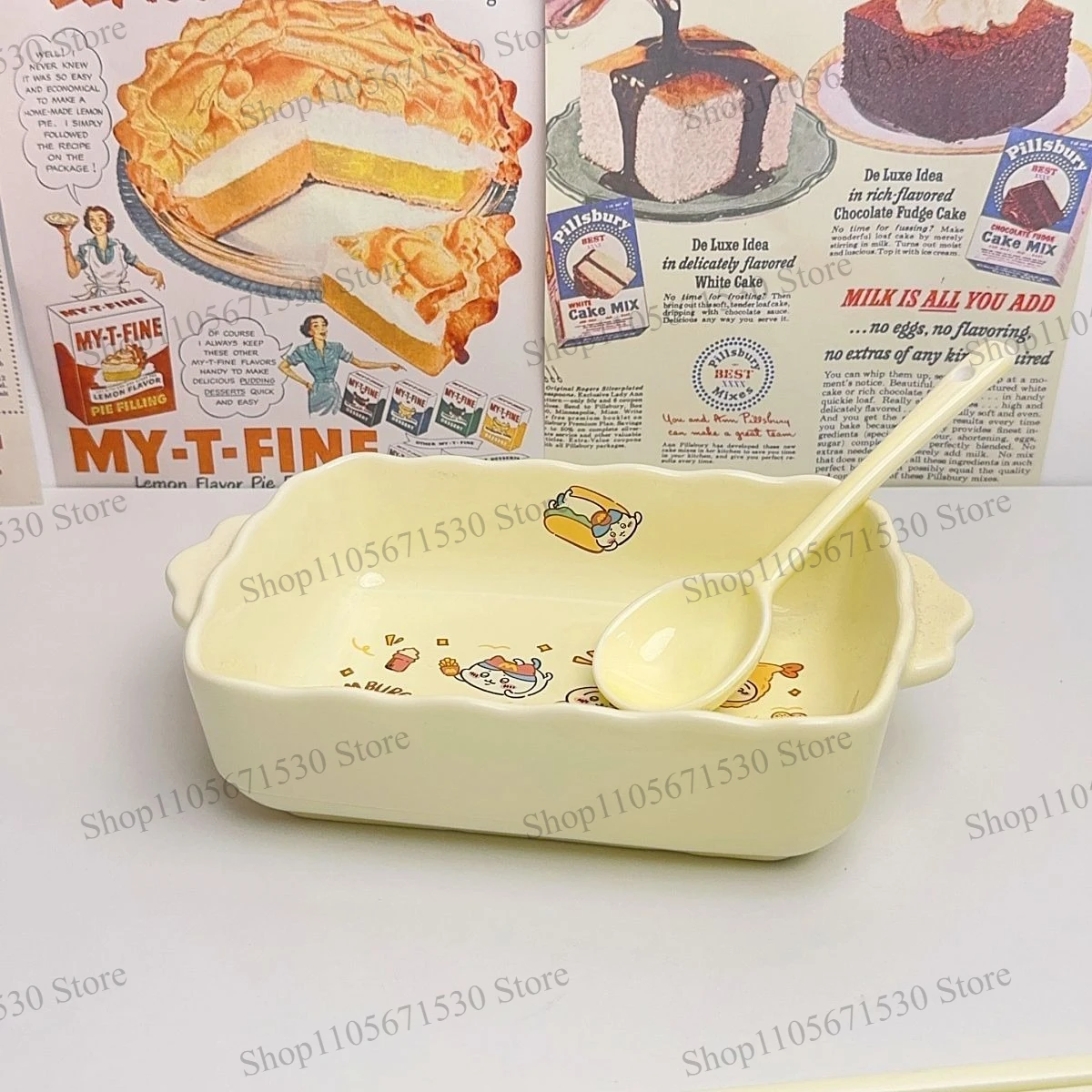 Kawaii Chiikawa New Japanese Usagi Ceramic Bowl High Temp Resistant Salad Baking Fruit Bowl Home Kitchen Food Tableware Lovely view 5