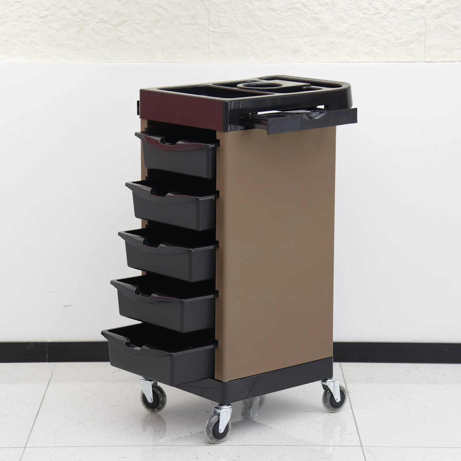Fuying High Quality Durable Modern Acrylic Commercial Salon Trolley Storage Cabinet with 4-Wheel for Salon & Bathroom Furniture