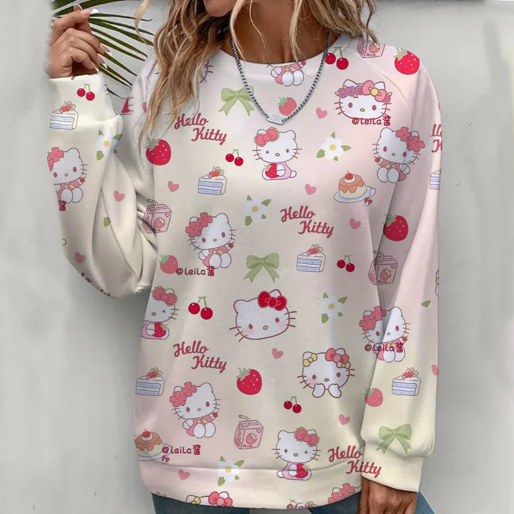 Sweat-shirt à col rond pour femme, confortable, à la mode et décontracté, imprimé unique, Hello Kitty, nouvelle collection automne 2026