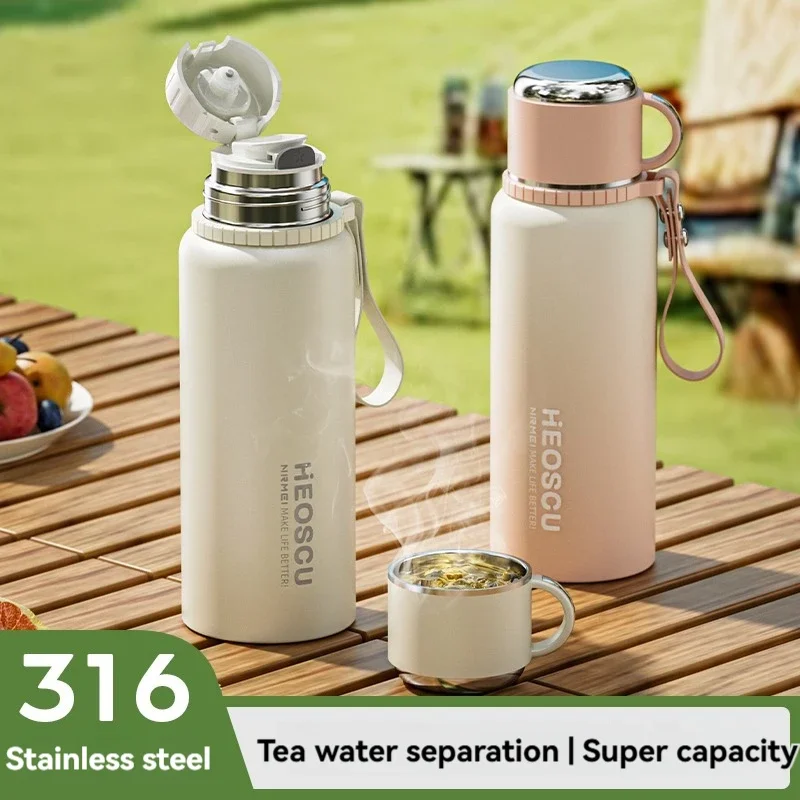 1L Steel Vacuum Flasks Thermos Bottle Temperature Display Bounce Cover Insulated Bottles Outdoor Portable Fitness Insulation Cup