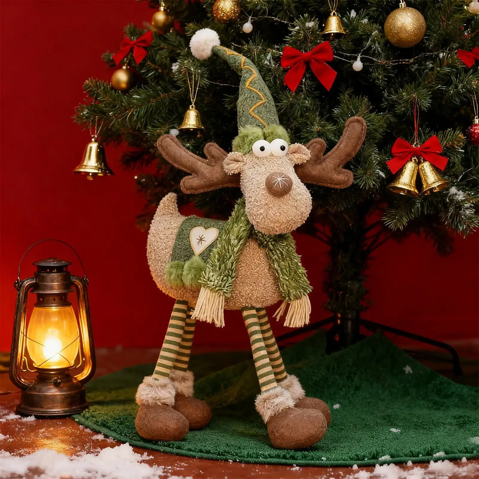 Cute Christmas Reindeer Long Legs Christmas Decor Holiday Party Elk Plush Ornament for Home Decoration