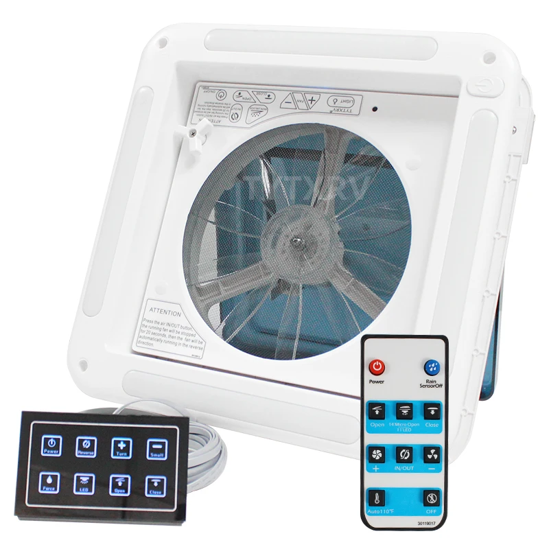 11 بوصة DC12V 280 مللي متر RV سقف تنفيس مروحة 6 سرعة عكسها رفع كهربائي مع جهاز استشعار المطر عن بعد وضوء الصمام الثنائي الباعث للضوء #3