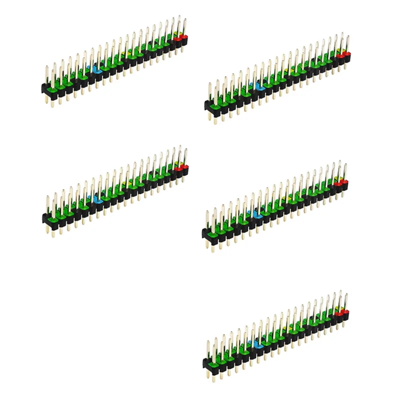 5 Pcs 2 x 20 Pin Male GPIO Header for Zero Double Row 20 Pin Male Pin GPIO Connector Stacking Header Extend