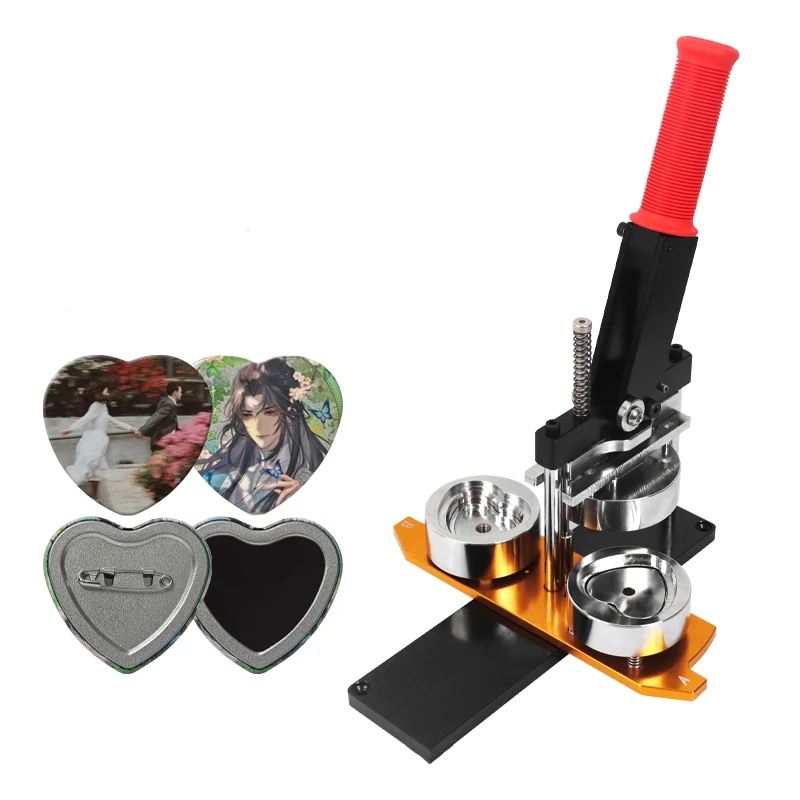 Manual Heart Shaped 57x53mm Badge Maker Machine for Custom Photo Button and Fridge Magnet Personalized Gift