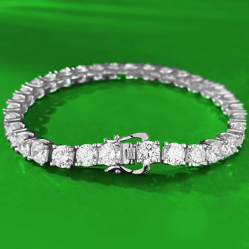 New S925 Silver 0.5ct High Carbon Diamond Extremely Simple, Light Luxury, Trendy People Full Diamond High Grade Feel Bracelet