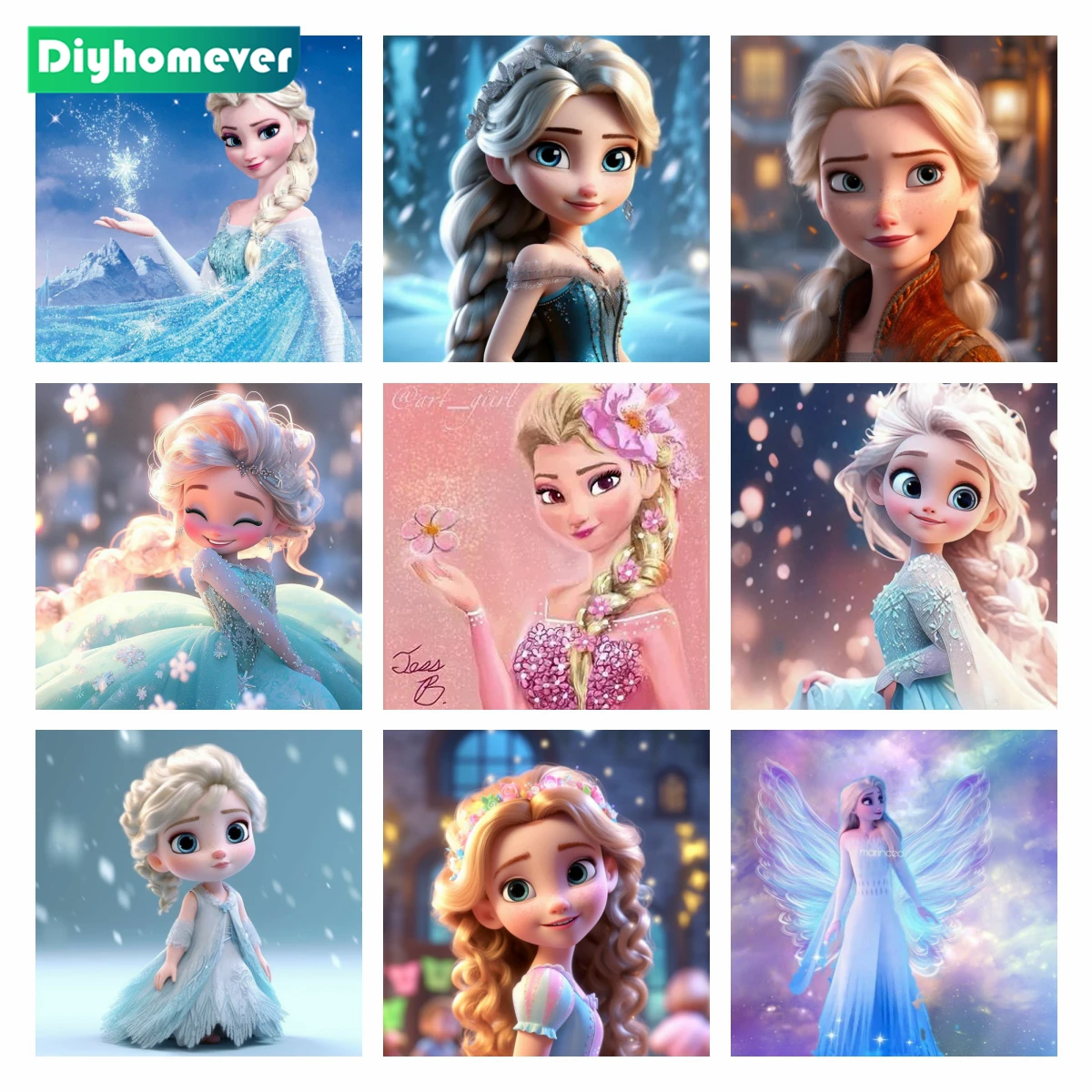 

Disney Frozen Cartoon Diamond Painting Set, Elsa Princess, Mosaic Art, Full Square, Round Embroidery, Home Decor Gift, 5D Craft