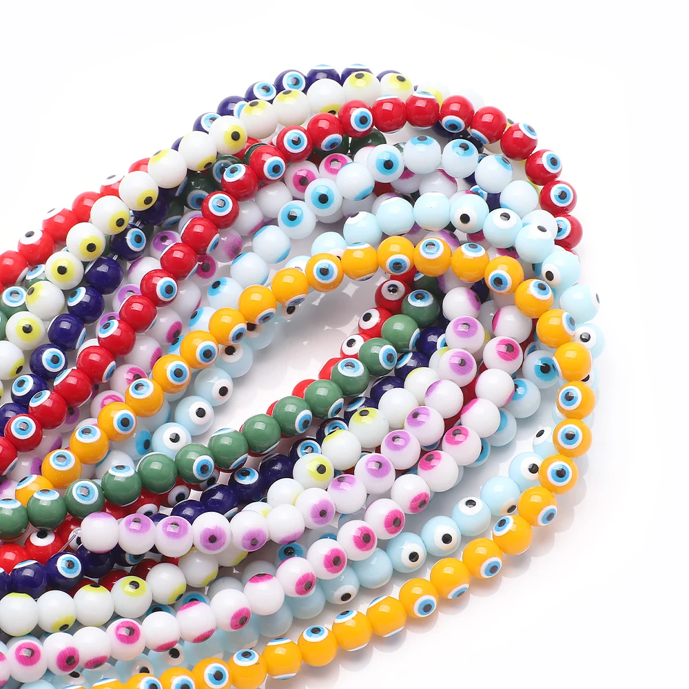 45 قطعة 8 مللي متر الملونة كريستال عين الشر الخرز شكل دائري فضفاض Lampwork الزجاج المزجج الخرز ل قلادة سوار DIY بها بنفسك صنع المجوهرات