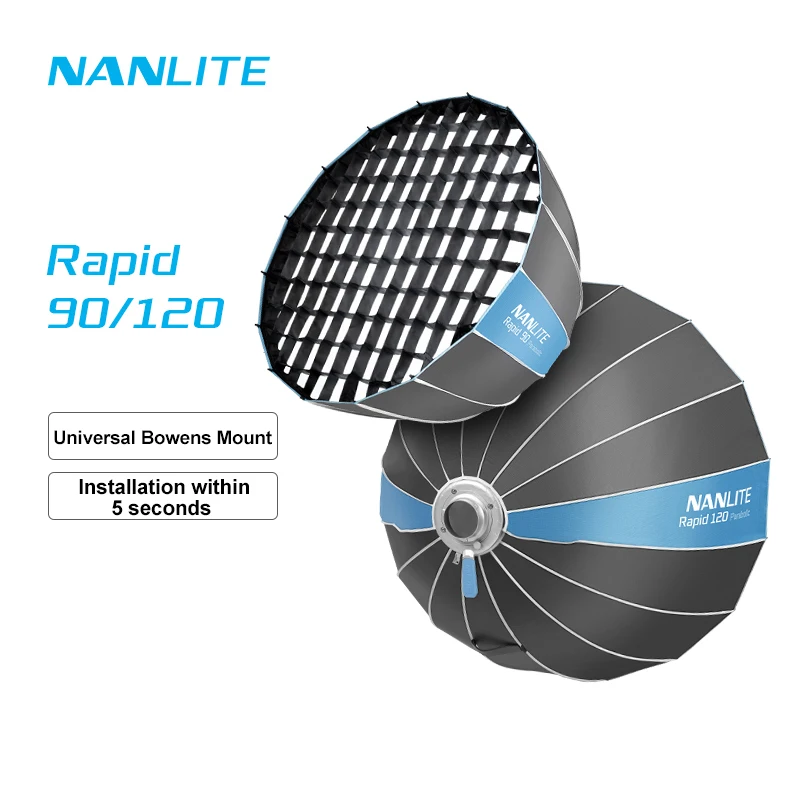 Nanlite Rapid 90cm/120cm Deep Mouth Parabolic Softbox Professional Diffuser Reflector Umberalle Universal Bowens Mount