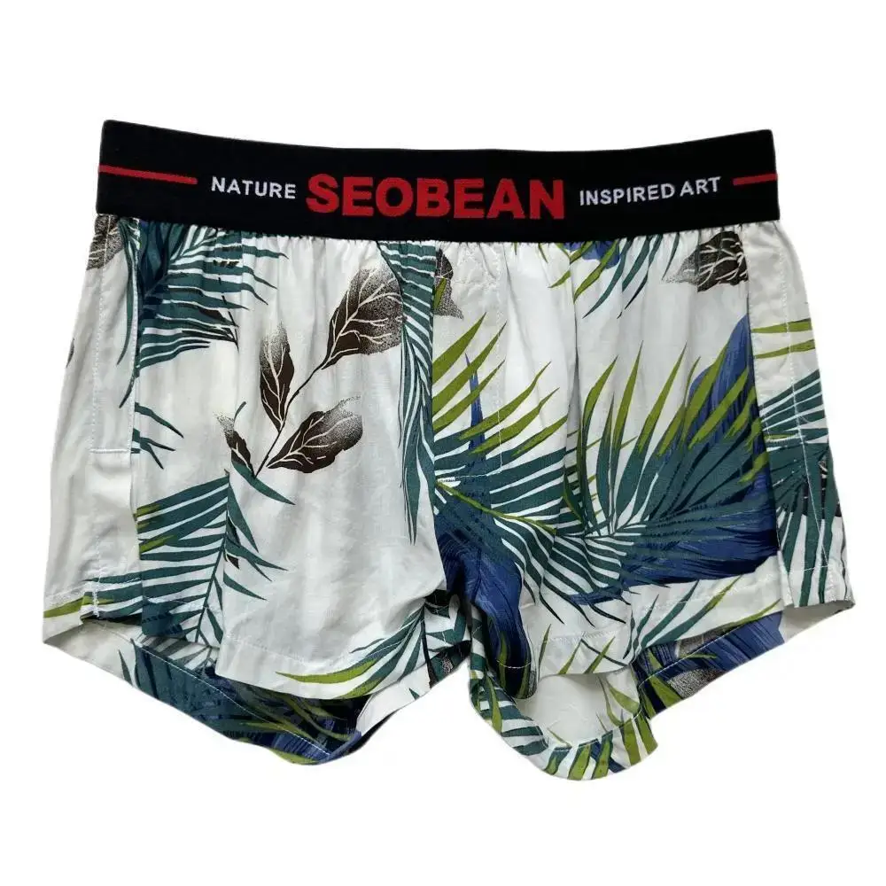 SEOBEAN Young Fashion Men\'s Boxers Flower Shorts U convex Pouch Sexy Men Boxer Shorts Home Loose Underpants Youth Underwear