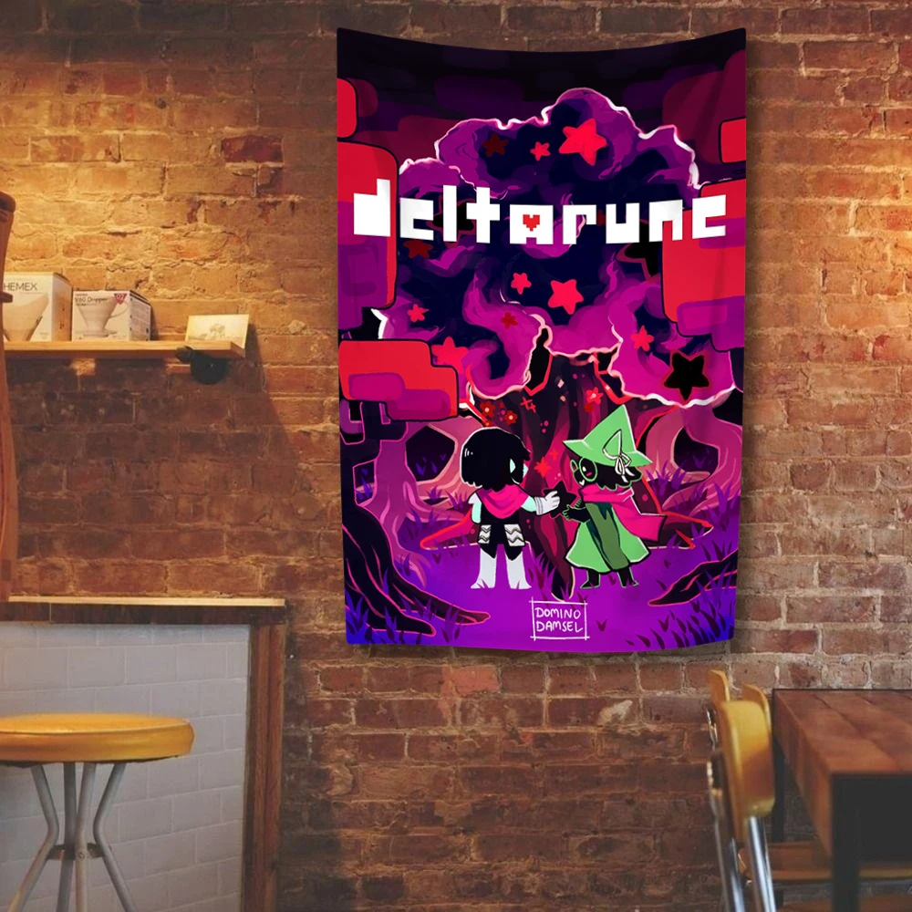 Флаг Deltarunes, баннер с четырьмя отверстиями, полиэстер, цифровые принты, рок-игра, уличное украшение, комната, гараж, сад