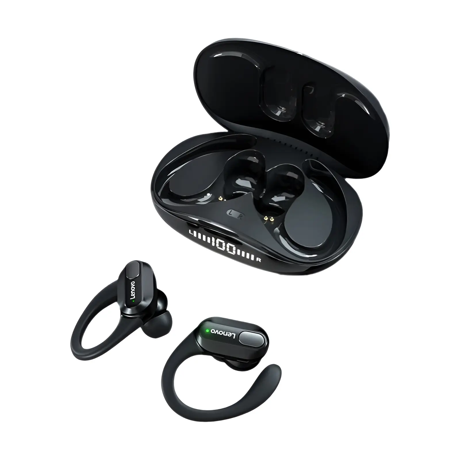 Fones de ouvido esportivos sem fio originais Lenovo XT80 com microfones, display de energia LED, som estéreo de alta fidelidade Bluetooth 5.3 TWS Fones de ouvido