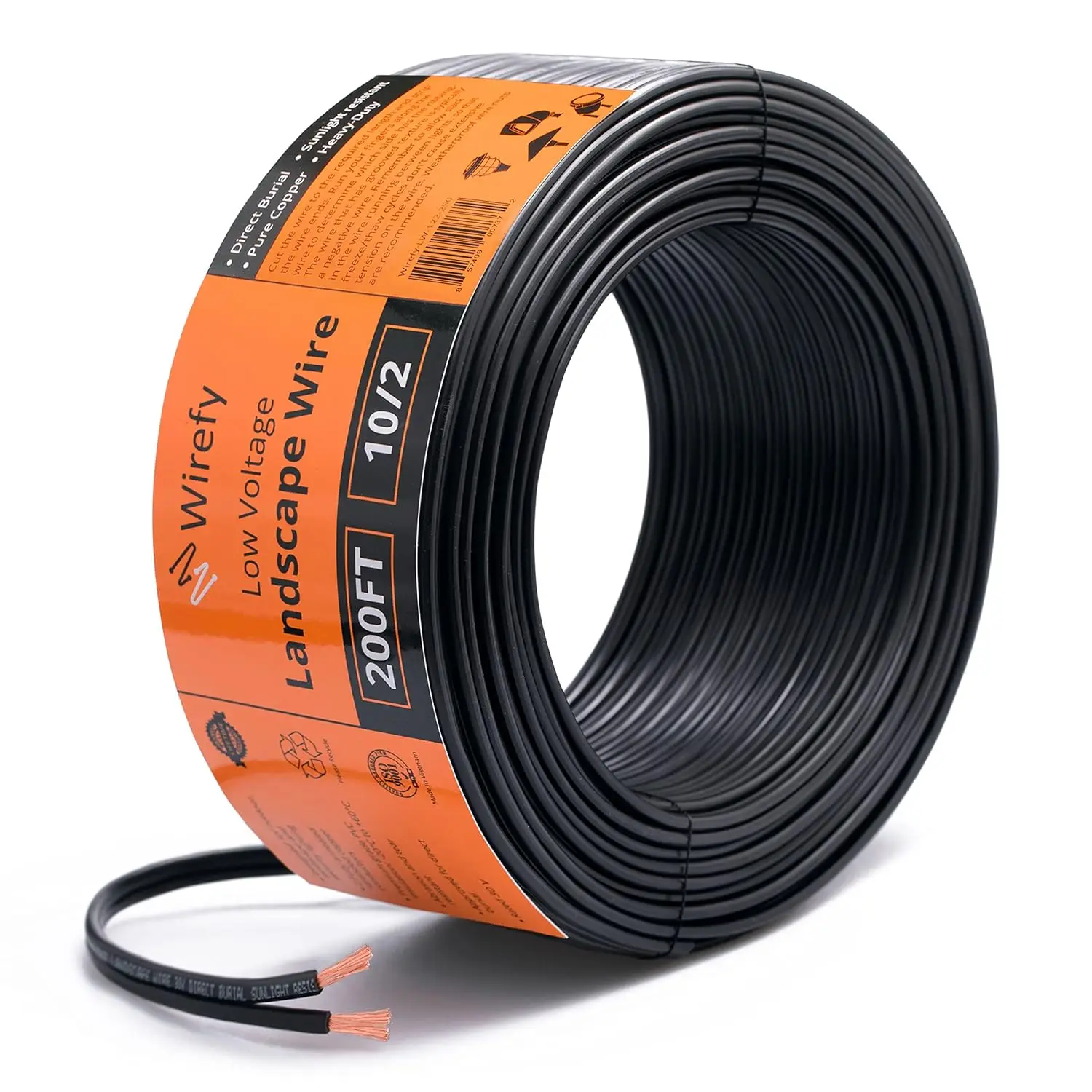 10/2 Low Voltage Landscape Lighting Copper Wire - Outdoor Direct Burial - 10-Gauge 2 200 Feet  Low Voltage Wire 10/2  10/2