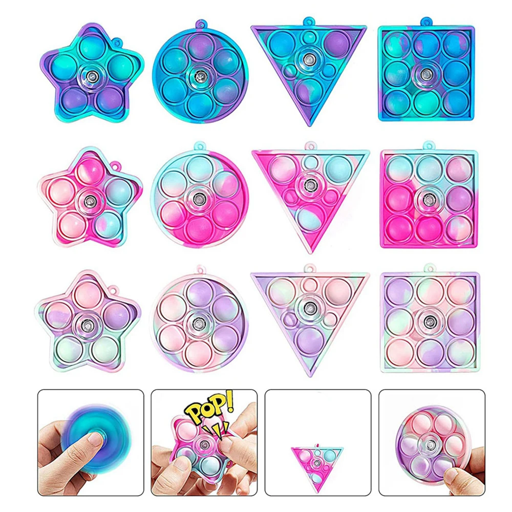 Pop Fidget Spinner Bubbles Toy para crianças e adultos, Finger Spinners, Stress Relief, Party Favors, Brinquedos Sensoriais para Meninos e Meninas, 6 Pcs, 12Pcs