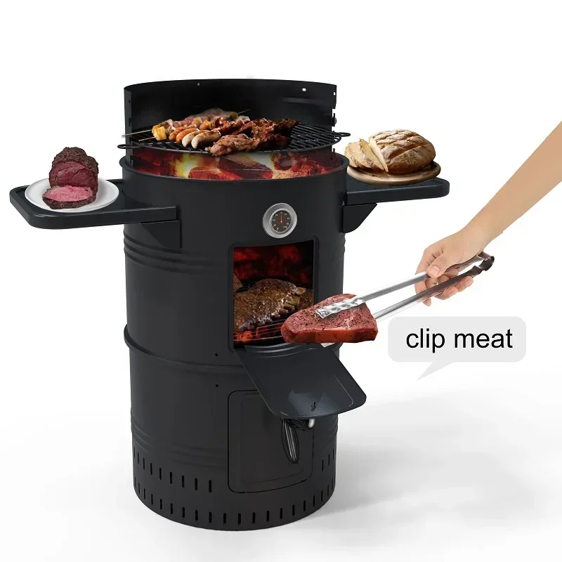 

F22 BBQ Smokers 16 Inch Vertical Drum Barrel Charcoal Smoker BBQ Grills Upgraded 14/16/18/20 Inch