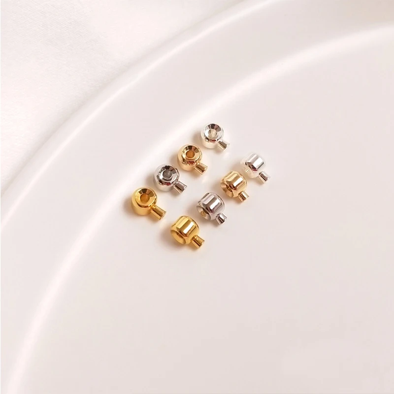 

14K Gold Plated Brass Crimp End Beads For Jewelry Making Supply Clip Station Clasps Ends