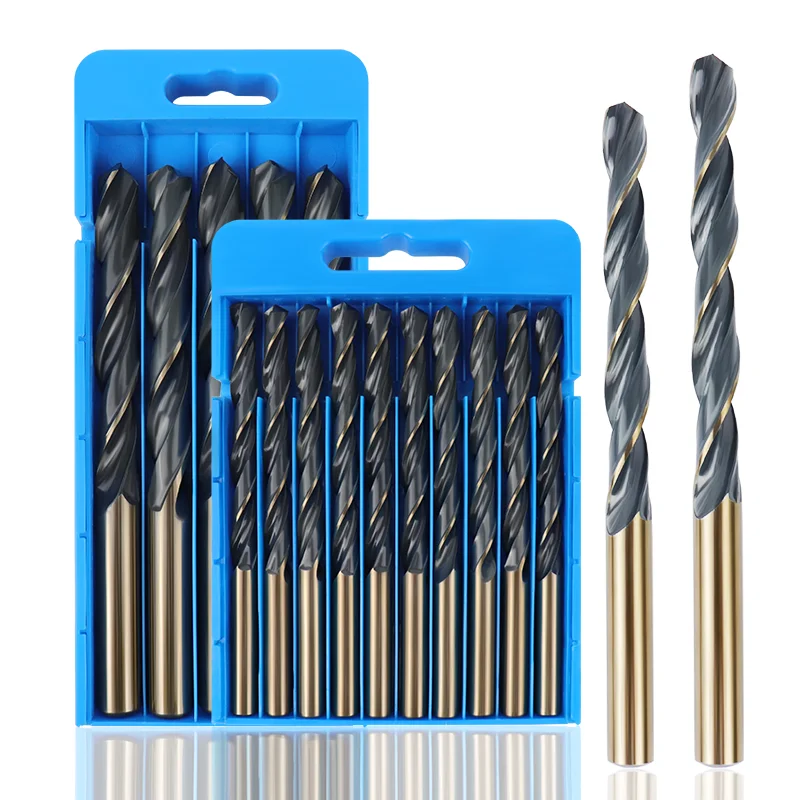 

1-13mm 6542 High Speed Steel Straight Shank Drill Bits Twist Drills Metal Drills for Steel Stainless Steel Iron Aluminum Copper