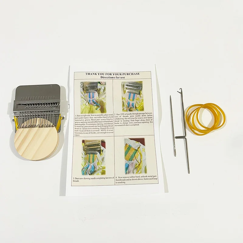 Mini Darning  Loom Machine DIY Apparel Sewing Small Loom Small Mender Loom for Darning Machine with Instructions Accessories