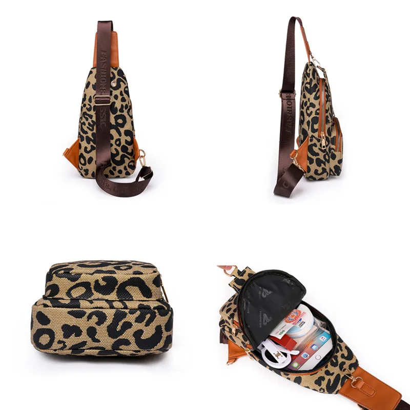 Borsa a tracolla con stampa leopardata europea e americana di moda da donna