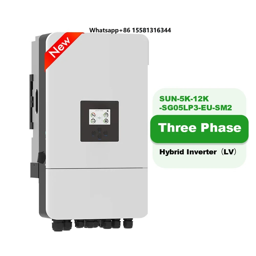 2025 New Stock Deye Sun-8K/10K/12K-sg05lp3-eu-sm2 5KW 6KW Three 3 Phase 48V 380V 400V Low Voltage Hybrid Power Solar Inverter