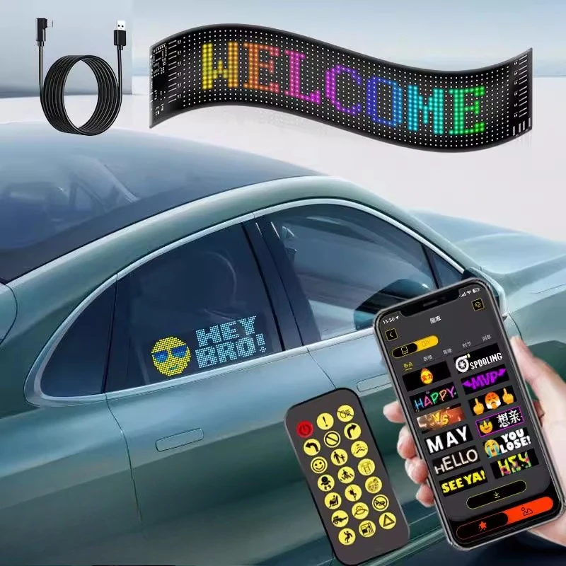 

Large truck car light truck trailer glass led light flexible display full color smart car sticker