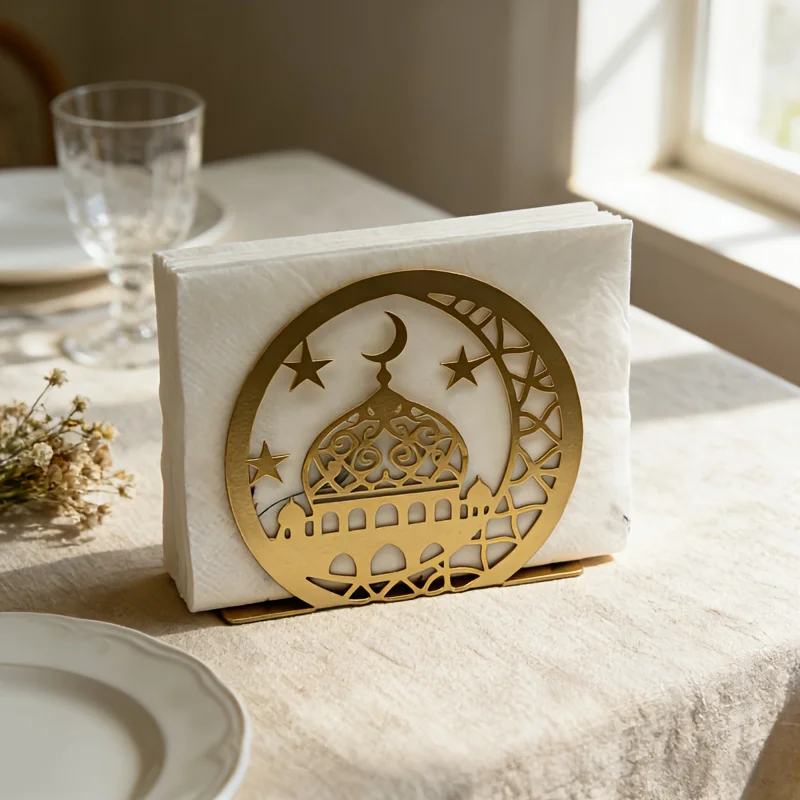 

Декоративный держатель для салфеток в форме Рамадана из чугуна, идеально подходит для обеденных и кофейных столов, украшение для кухни.