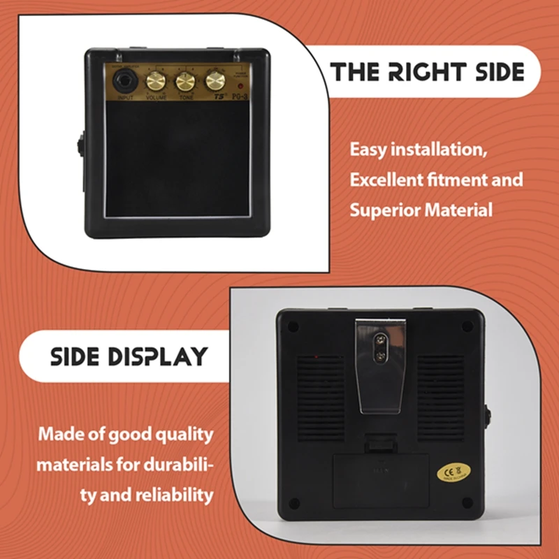Portable Mini Guitar Bass Amplifier Guitarra AMP 5W Speaker Clip-On Guitar Parts Accessories for Acoustic Electric Guitar PG-3