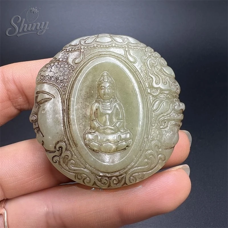 Chinese Antique Jade Hand-carved Guanyin Statue Feng Shui Ornaments Buddhist Prayers Amulets Gifts