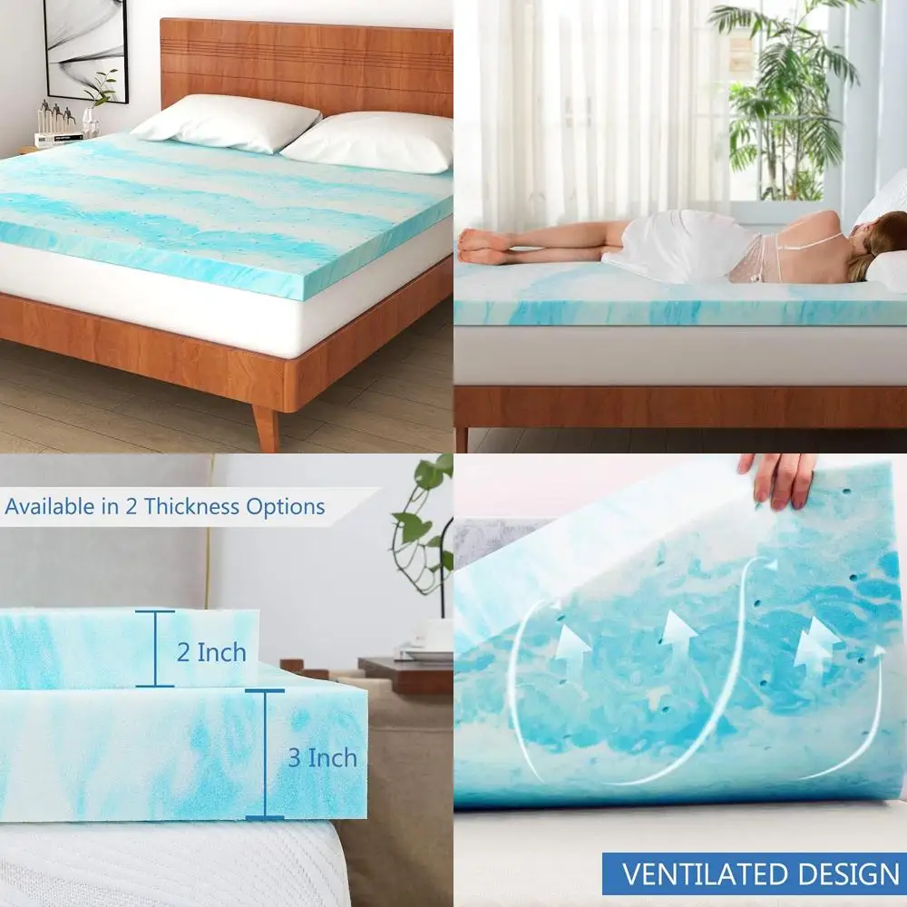 3-inch gel memory foam twin mattress topper in blue