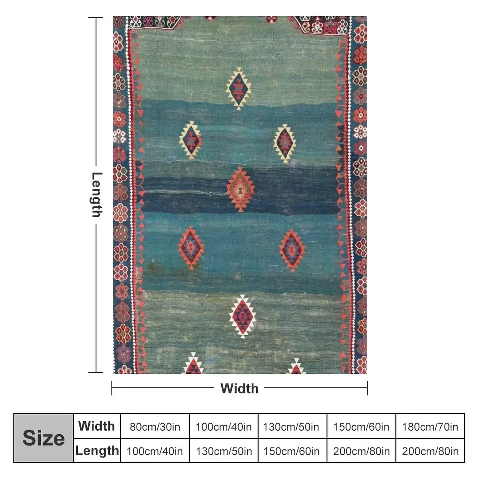 Sivas Antique Turkish Niche Kilim Print Throw Blanket Luxury St Luxury Brand Blankets