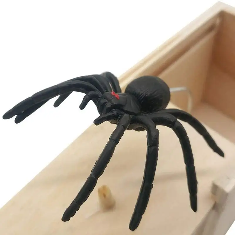 Caja de broma de araña hecha a mano, caja de araña de madera, Prankoy para niños