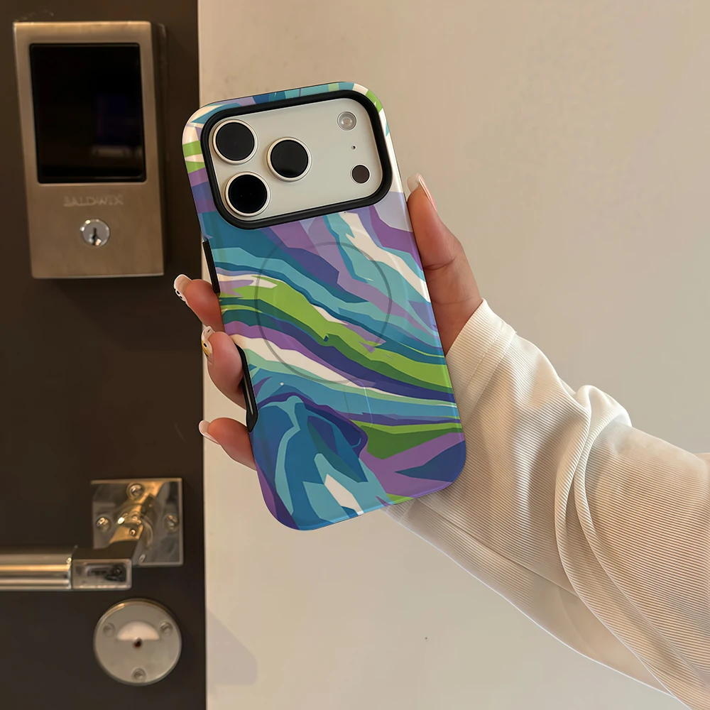 Pastel Abstract Wave Art Phone Case For Magnetic Phone Case for IPhone 17 16 15 14 Pro Max Plus Single Double-layer tough Case view 4