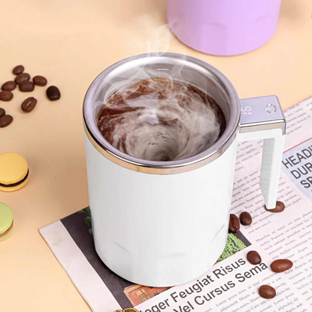 New USB Rechargeable Automatic Magnetic Cup Electric Coffee Self Mixing Mug IP67 Waterproof Food Safe 350ML Coffee Mug For Tea