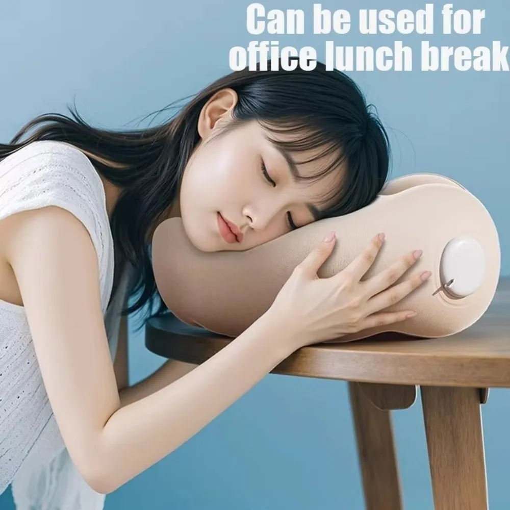 Portable Inflatable Travel Neck Pillow U-Shaped Adjustable Firmness Support Pillow Office Napping Pillow Home Use