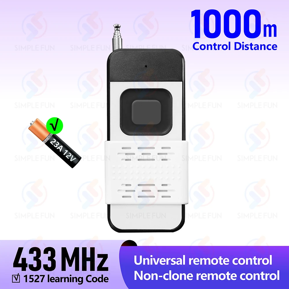 433Mhz 1000 meters Long Distance Universal Transmitter(NOT clone) 1/2/4 CH RF Remote Control 1527 Learning Code Remote Control