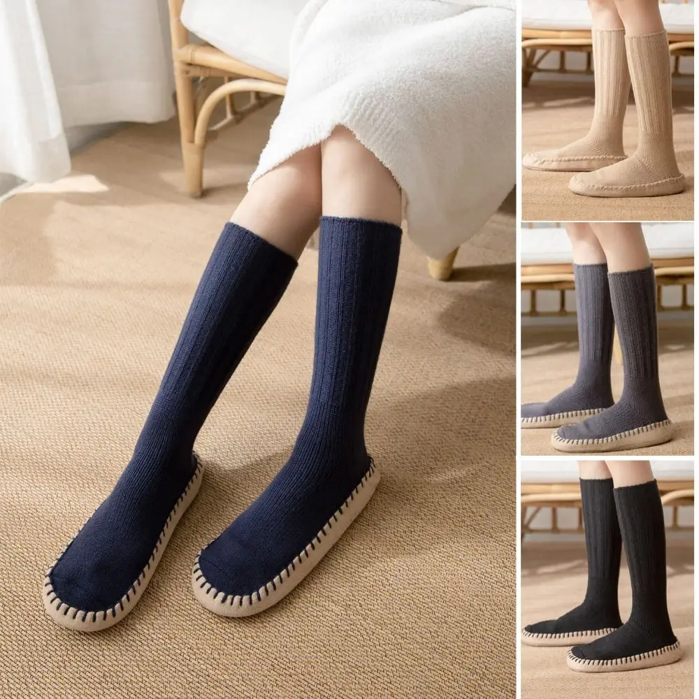 

Comfortable Thicken Floor Plush Socks Warm Sleeping Knitted Knee High Socks Breathable Simple Winter Stocking Fall Winter