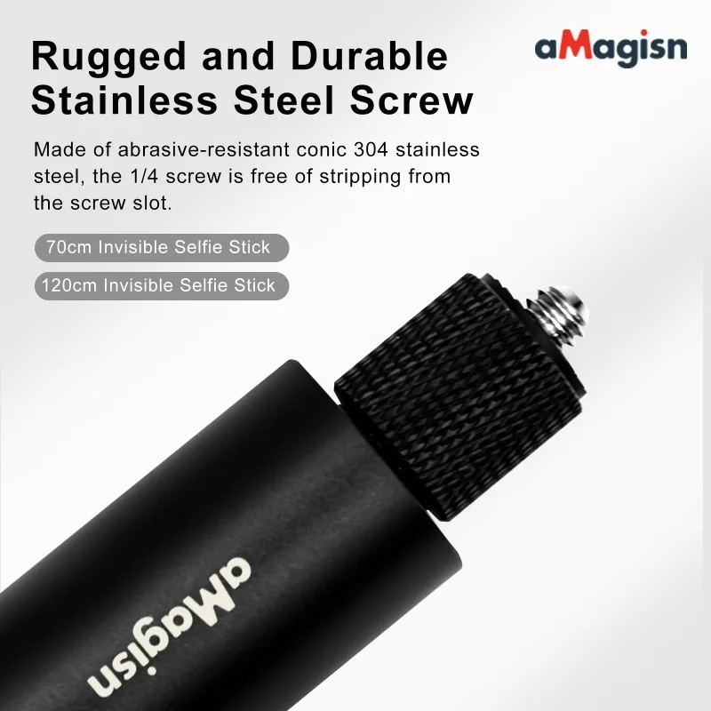 عصا سيلفي غير مرئية مقاس 120 سم/70 سم من aMagisn لكاميرا DJI Insta360 GoPro Action للهواتف الذكية، عصا سيلفي ممتدة محمولة #3