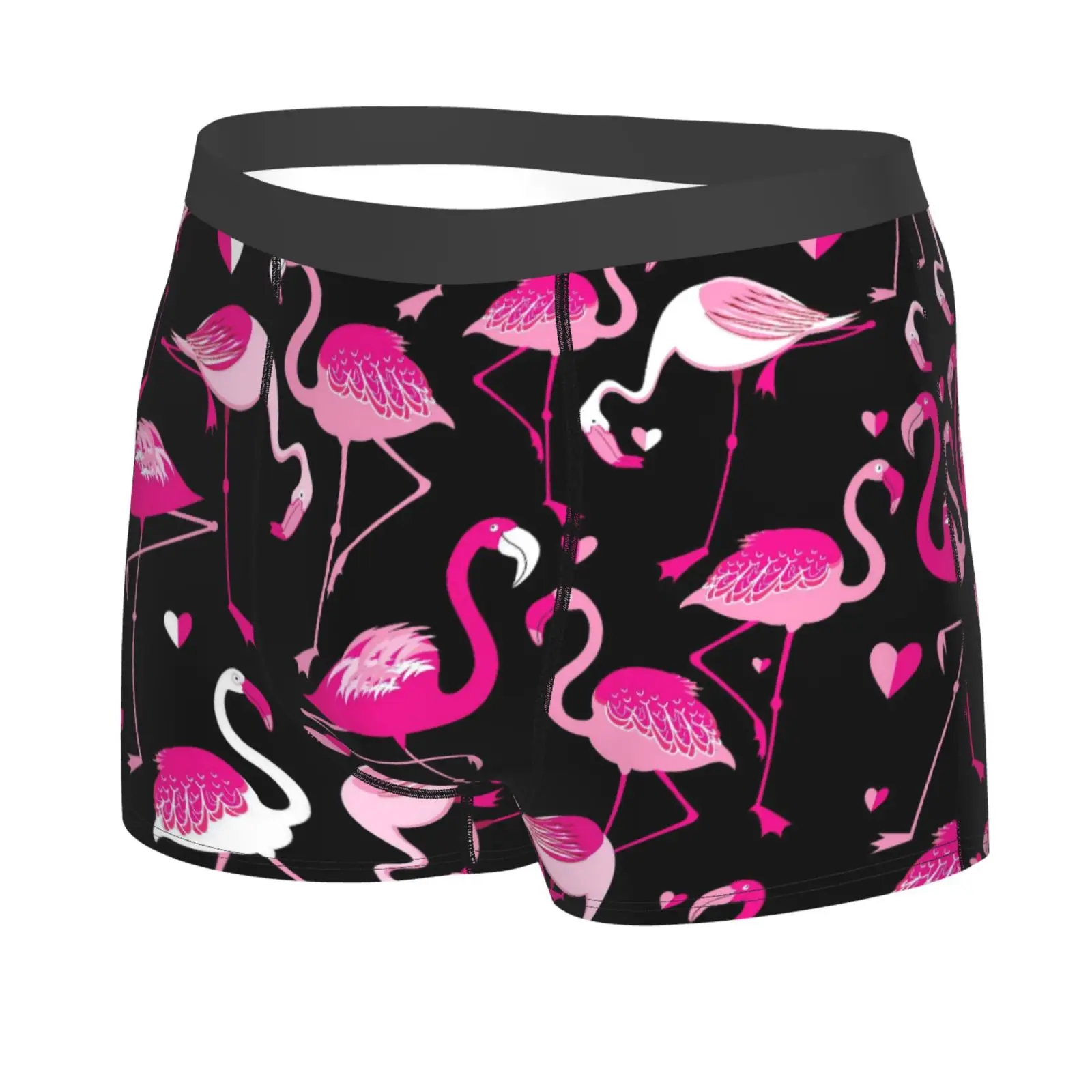 Flamingo Pattern Print Men Printed Boxer Briefs Underwear Highly Breathable Boxer Shorts Panties Breathable Underpants for Homme